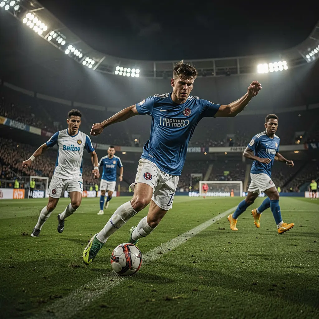 Dynamic live soccer moment with players competing for the ball on a vibrant green pitch capturing the excitement of real match betting with BANTUAN88